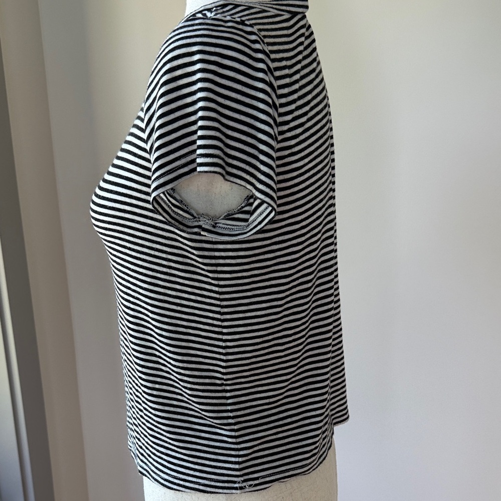 Renvy Black and White Striped Short Sleeve Tee - Picture 3 of 4